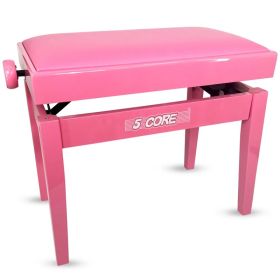 5 Core Adjustable Piano Bench Thick 3.25" Solid Wood Keyboard Stool Heavy Duty Musician Chair (Option: PNB480HPNK)