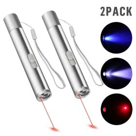 3in1 1mw Cat Laser Pointer Pen USB Rechargeable For Cat Toy White Torch & UV Light (Option: 2pcs)
