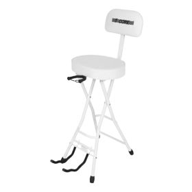 5Core Guitar Stool 3.15" Padded Chair W Backrest Foldable Music Seat Built In Foot Rest Guitar Stand (Option: White)