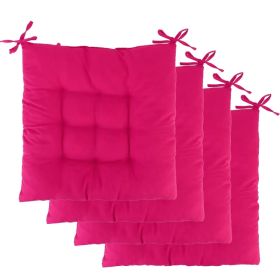 4Pcs Chair Cushion Pads Pillow Soft Tie On Square Sitting Mats For Home Office Car Sitting Travel Standard (Option: Red)