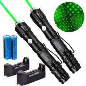 Green Laser Pointer Pen Astronomy Star Visible Beam Lazer&Battery&Charger (Option: 2pcs)
